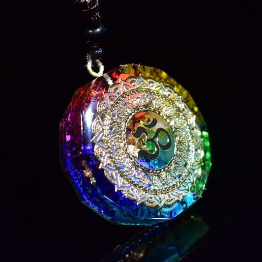 Geometric chakra energy pendant necklace, meditation energy pendant