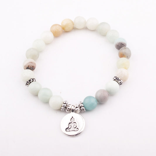Amazonite lotus mala bracelet (Namaste)