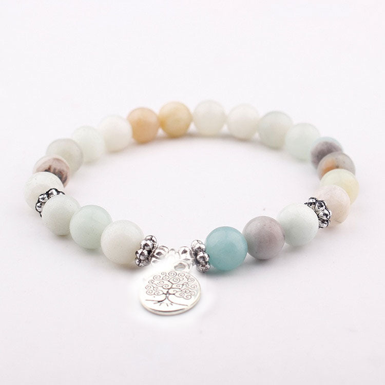 Bracelet mala lotus en amazonite (Namasté)