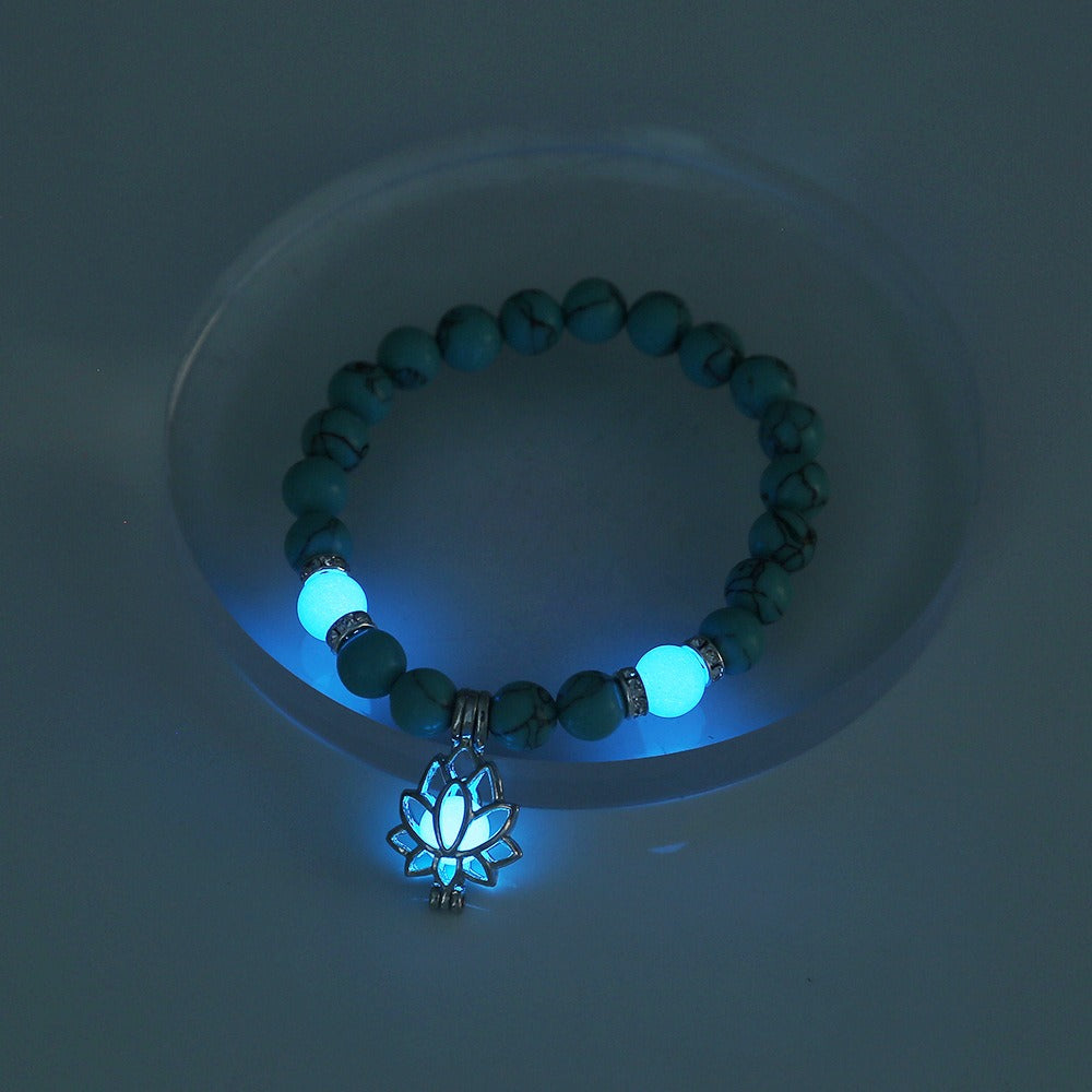 Bracelet lotus turquoise lumineux