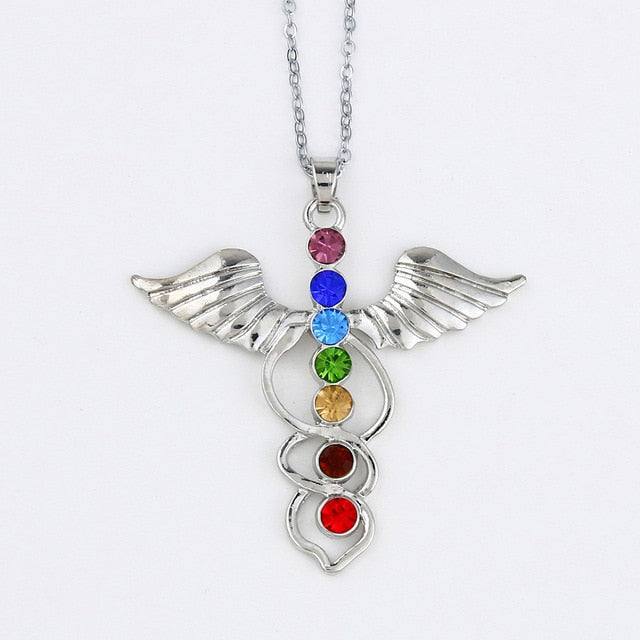 Collier pendentif cristal 7 chakras pour la méditation