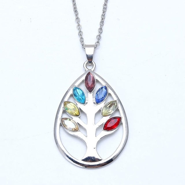 Collier pendentif cristal 7 chakras pour la méditation