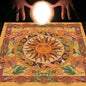 Nappe Tarot, coussin Lune, Soleil, Arbre porte-bonheur, velours