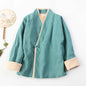 Zen Meditation Outfit for Women, Tang Style, Cotton and Linen, with Lapel Button and Modified Hanfu Style