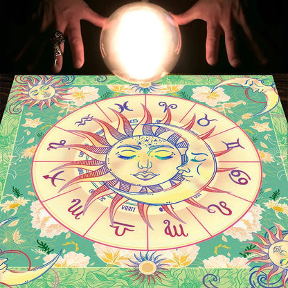 Nappe Tarot, coussin Lune, Soleil, Arbre porte-bonheur, velours