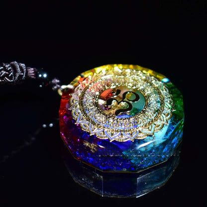Collier pendentif géométrique chakra énergie, pendentif d'énergie de méditation