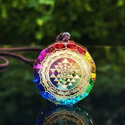 Collier pendentif géométrique chakra énergie, pendentif d'énergie de méditation