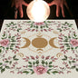 Nappe en flanelle motif tarot, coussin, lune et soleil, arbre porte-bonheur