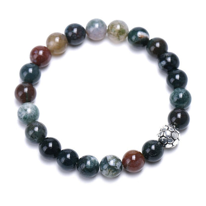 8 mm natural bead bracelet with soccer ball charm