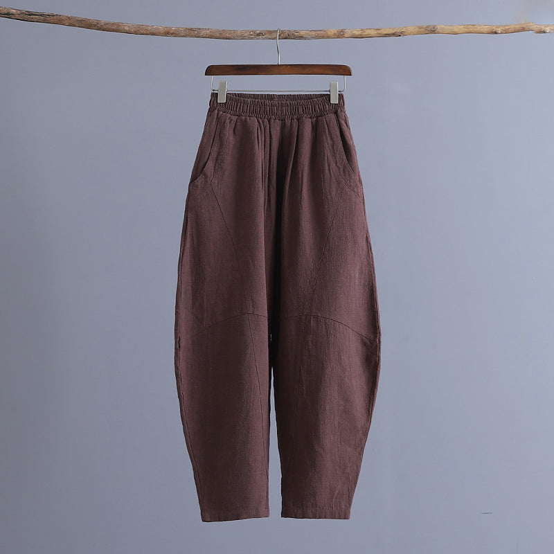 Women's articulated plain Zen meditation trousers