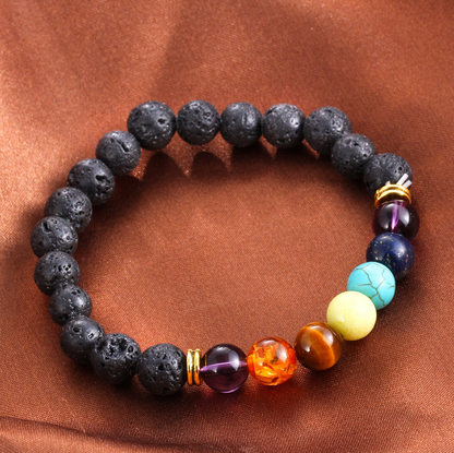 Bracelet 7 chakras en pierre de lave