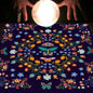 Nappe en flanelle motif tarot, coussin, lune et soleil, arbre porte-bonheur