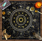 Nappe décorative Tarot, jeu de société, mandala, phases de la lune, motif floral et papillon.