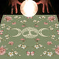 Nappe en flanelle motif tarot, coussin, lune et soleil, arbre porte-bonheur