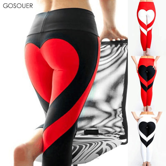 Women's High-Waisted Heart Pattern Yoga Leggings