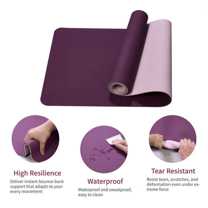 Tapis de yoga, tapis de yoga et d'exercice antidérapant, tapis de fitness professionnel en TPE, tapis d'entraînement multi-usages 72 x 24 pour femmes, Pilates et exercices au sol