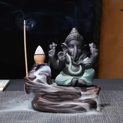 Brûleur d'encens à reflux Ganesha pour la méditation