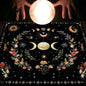Nappe en flanelle motif tarot, coussin, lune et soleil, arbre porte-bonheur