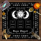 Nappe décorative Tarot, jeu de société, mandala, phases de la lune, motif floral et papillon.