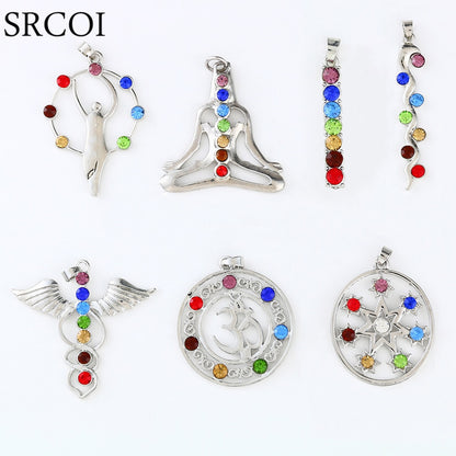 Collier pendentif cristal 7 chakras pour la méditation