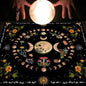 Nappe en flanelle motif tarot, coussin, lune et soleil, arbre porte-bonheur