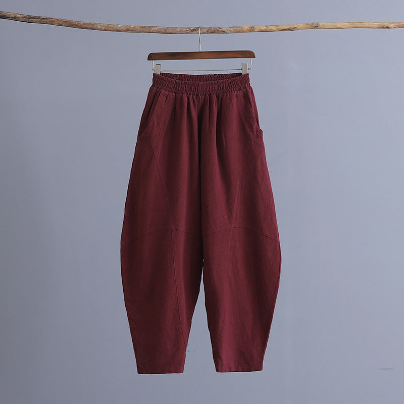 Women's articulated plain Zen meditation trousers