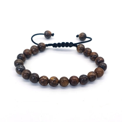 Bracelet œil de tigre 8 mm tressé ajustable