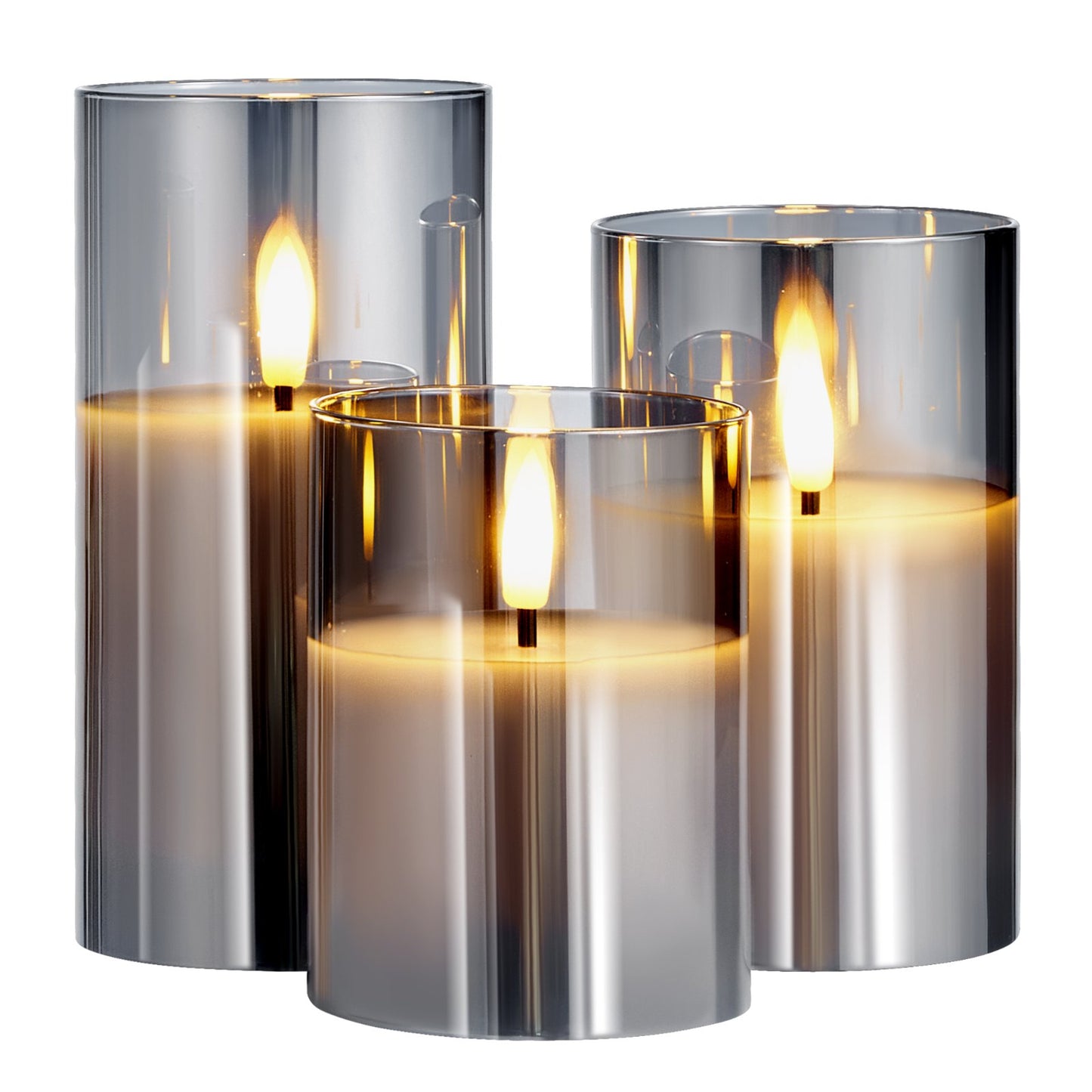 Bougies LED sans flamme, lot de 3, fonctionnant sur piles avec télécommande, effet flamme réaliste pour une ambiance sécurisée
