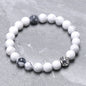 8 mm natural bead bracelet with soccer ball charm