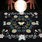 Nappe en flanelle motif tarot, coussin, lune et soleil, arbre porte-bonheur