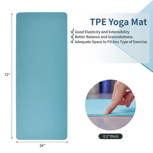 Yoga Mat, Non-Slip Yoga and Exercise Mat, Professional TPE Exercise Mat, Multi-Purpose Fitness Mat 72 x 24, Pilates and Floor Exercises