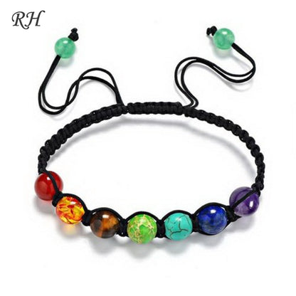 Bracelet 7 chakras en pierres de lave 8 mm
