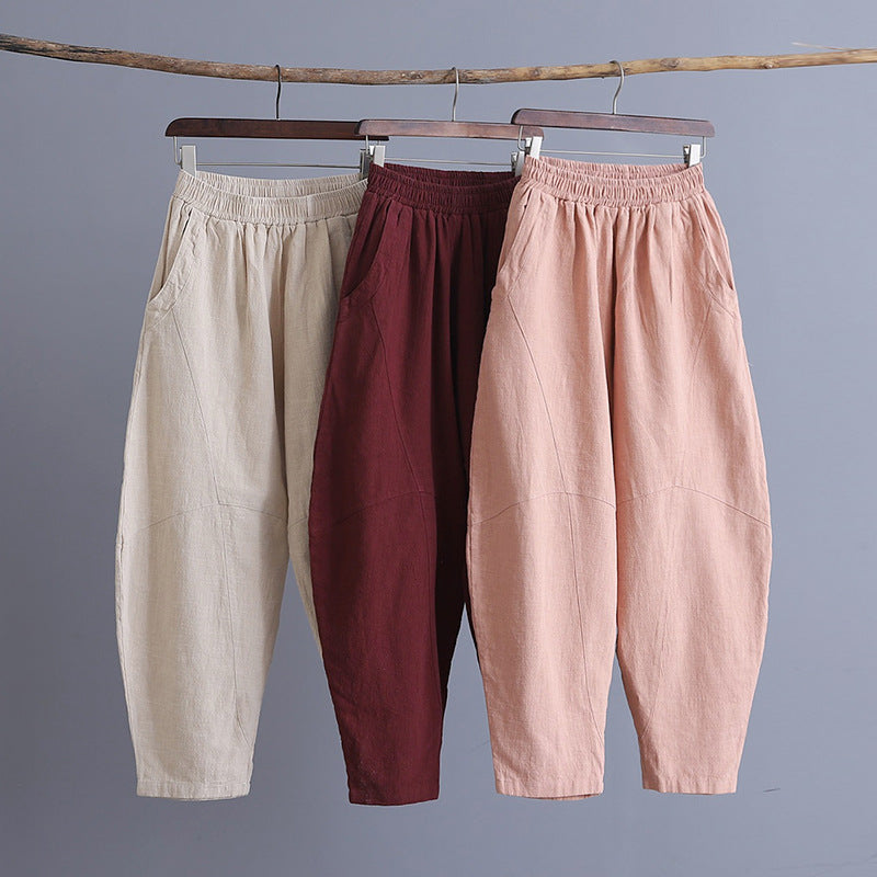 Women's articulated plain Zen meditation trousers