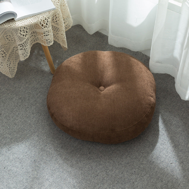 Futon épais pour salon, chambre et méditation, style nordique, avec baie vitrée.