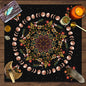 Nappe décorative Tarot, jeu de société, mandala, phases de la lune, motif floral et papillon.