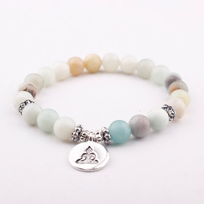 Bracelet mala lotus en amazonite (Namasté)