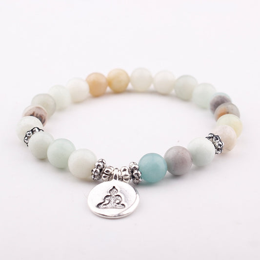 Amazonite lotus mala bracelet (Namaste)