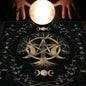 Nappe en flanelle motif tarot, coussin, lune et soleil, arbre porte-bonheur