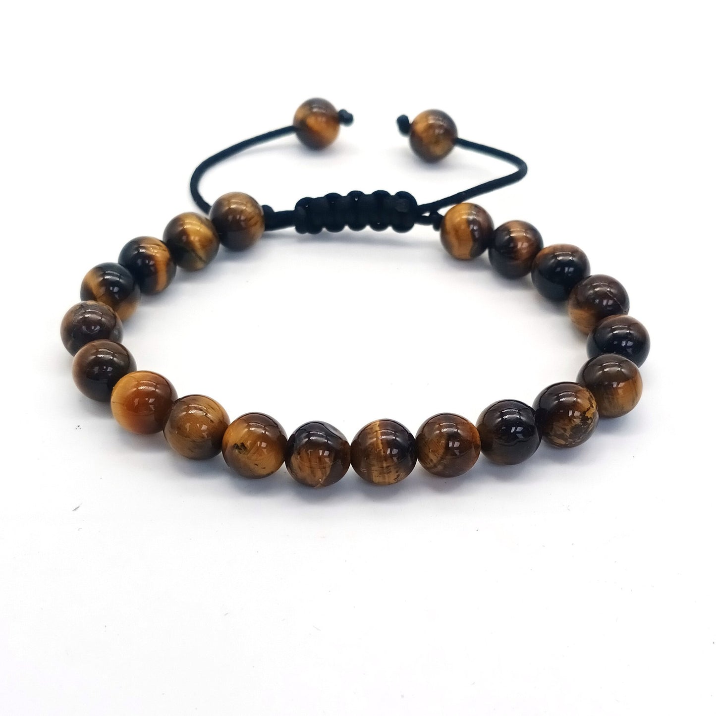 Bracelet œil de tigre 8 mm tressé ajustable