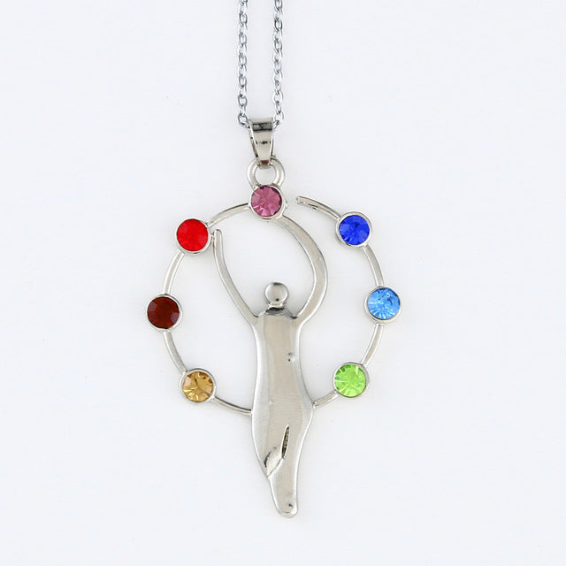 Collier pendentif cristal 7 chakras pour la méditation