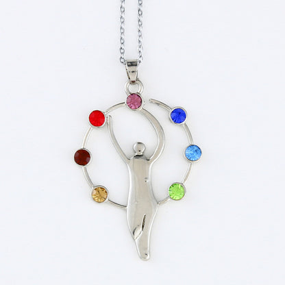 Collier pendentif cristal 7 chakras pour la méditation