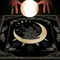 Nappe en flanelle motif tarot, coussin, lune et soleil, arbre porte-bonheur