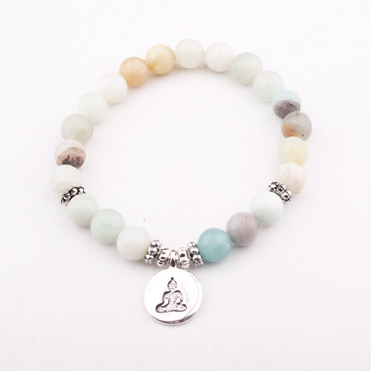Bracelet mala lotus en amazonite (Namasté)