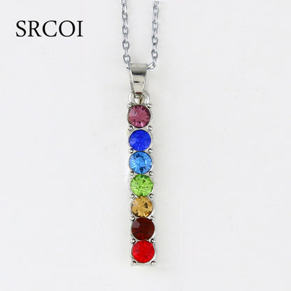 Collier pendentif cristal 7 chakras pour la méditation