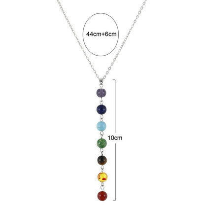 Rainbow 7 Chakras Natural Stone Necklace