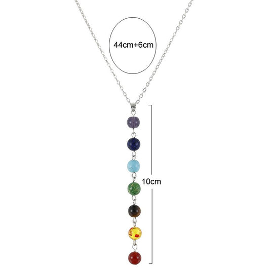 Rainbow 7 Chakras Natural Stone Necklace
