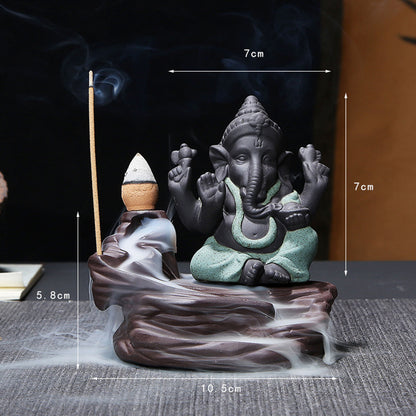 Brûleur d'encens à reflux Ganesha pour la méditation