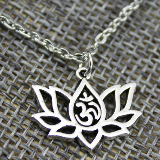 Om Lotus Yoga Pendant Necklace
