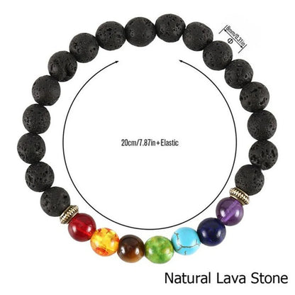 Bracelet 7 chakras en pierre de lave