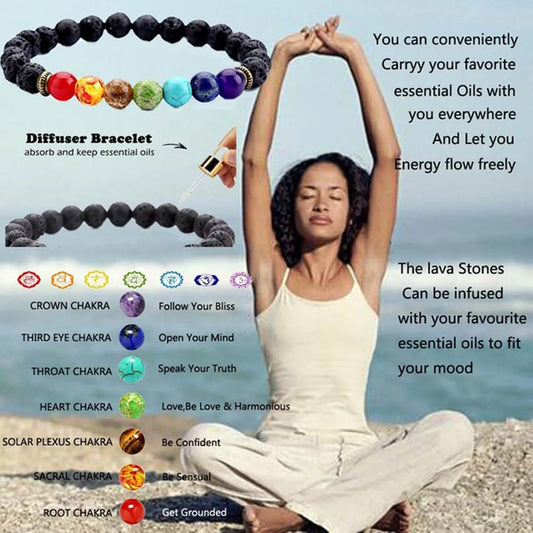 7 chakra lava stone bracelet